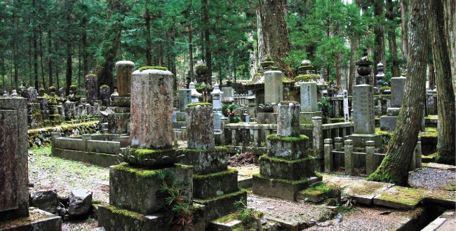 古い日本の墓石群