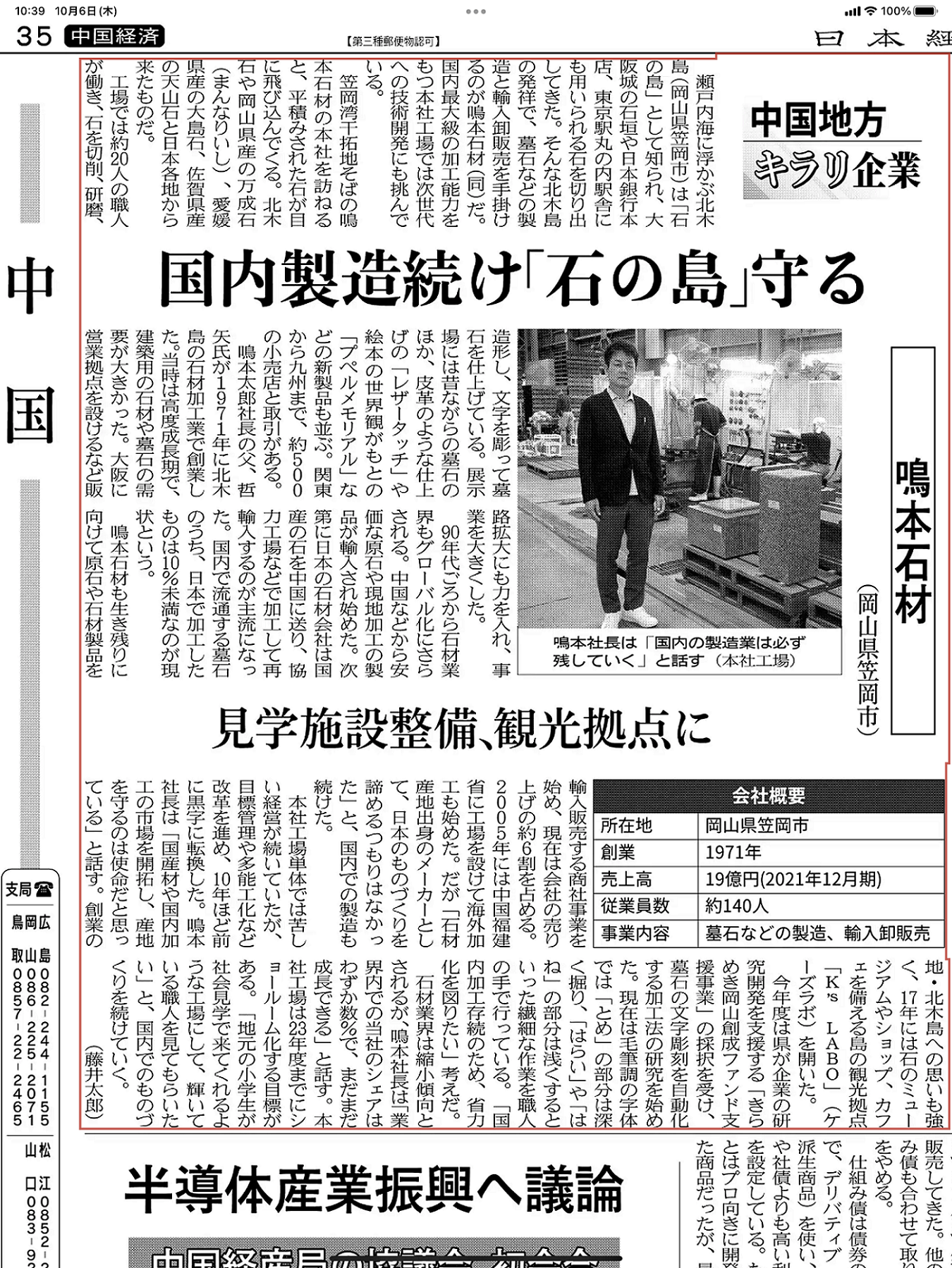 『日本経済新聞』掲載